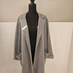 Philosophy Women's Long Blazer Jacket Brown Red Houndstooth, Sz 3X  Office W493
